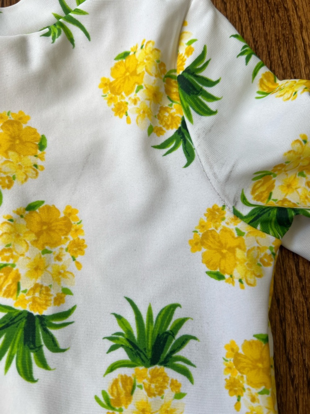 Old Navy Girls White Long-Sleeve One-Piece Swimsuit with Yellow Pineapple Print - Picture 4 of 8